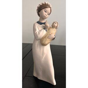 Unique Unglazed REX VALENCIA Spain Mother & Baby Figurine Brown Hair Child